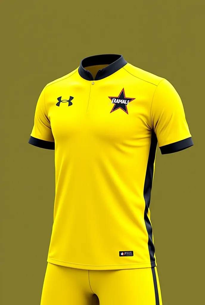 Yellow soccer goalkeeper shirt with black and a star that says Ramal