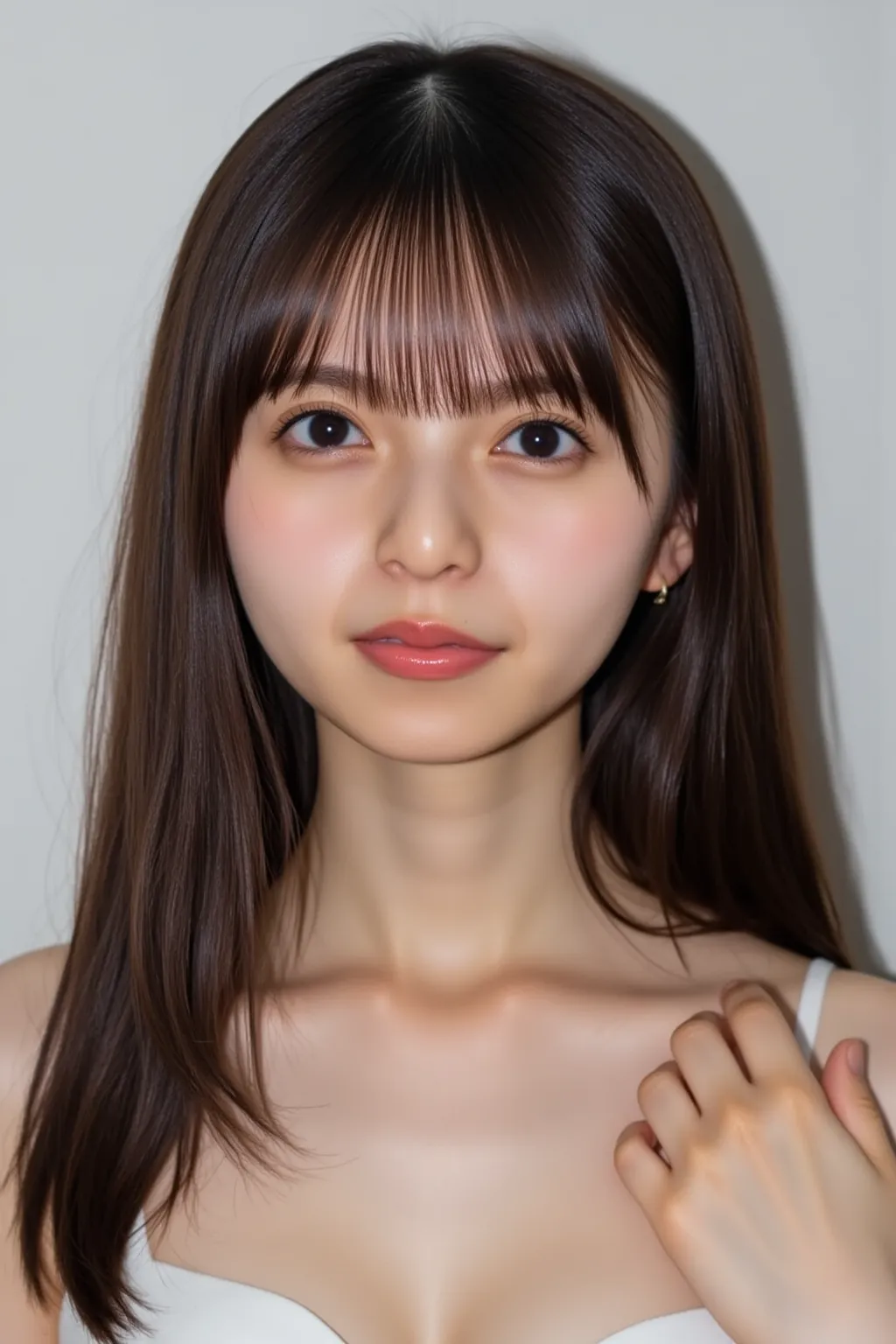 (masterpiece:1.3),(8k, realistic, RAW photo, best image quality: 1.4), (1 person,1. High school students), beautiful faces, ( lively face、 young), ( bangs：1.5, small face), Beautiful hairstyle, realistic eyes：1.2, (realistic Skin), beautiful skin, charm,  ...