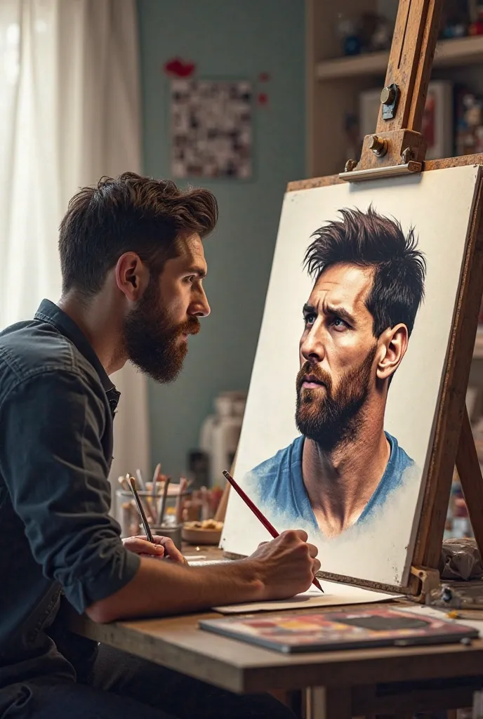 A man drawing messi
