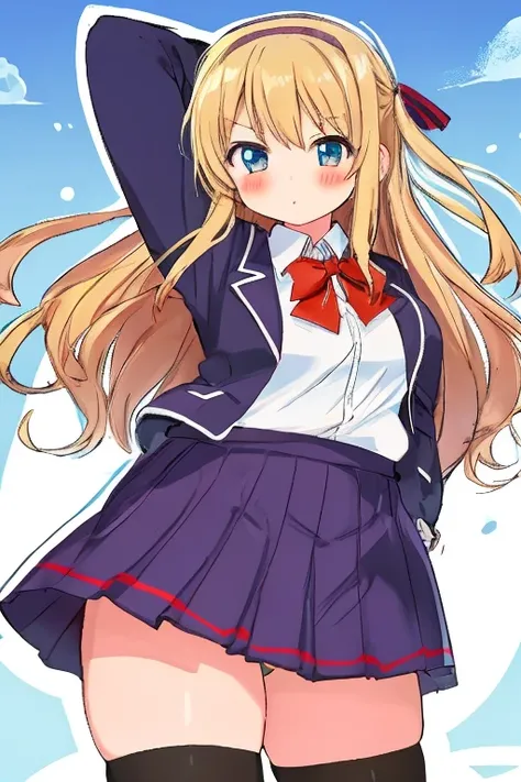  Blonde High School Girl　high school uniform　Thin