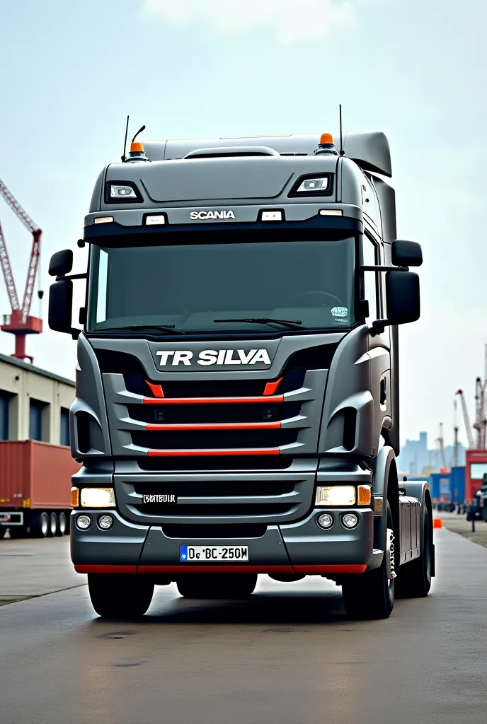 Scania p310 with written chest "TR SILVA"