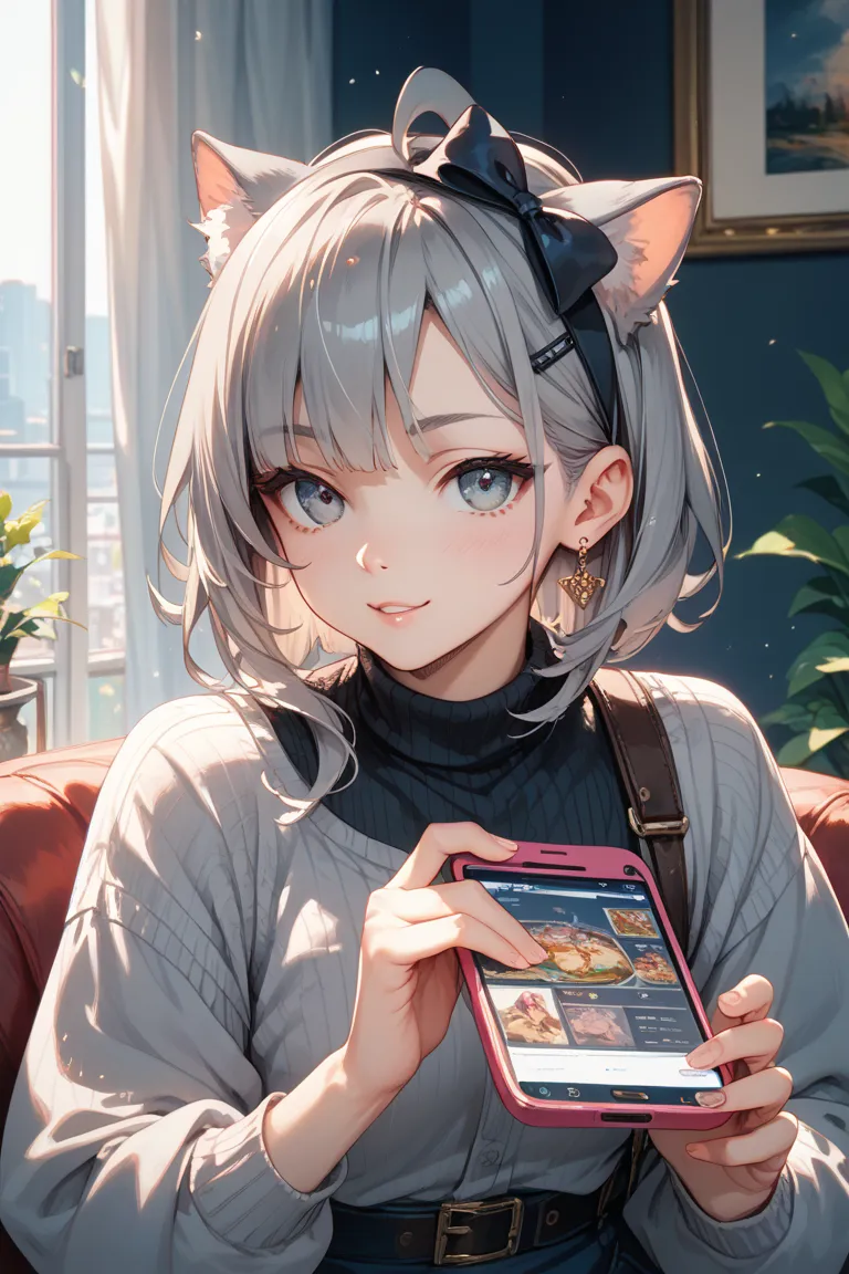 SD illustration gray cat playing game