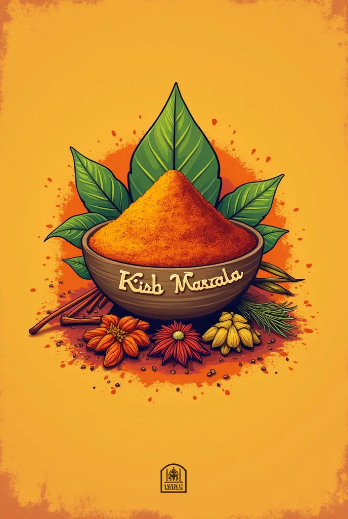 create a logo for spice brand, brand name is kish masala and its slogan is swad har ghar ki logo should be inspired by indian spices and easy to create logo like everest