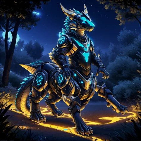 (masterpiece:1.2, best quality:1.2, 2D:1.2, sharp:1.2), (hotify), perfect anatomy, perfect eyes, perfect background, (solo, full body shot), (night_environment), (park), beautiful shadows and lights, volumetric lights, dragonborn, taur, protogen visor, pro...