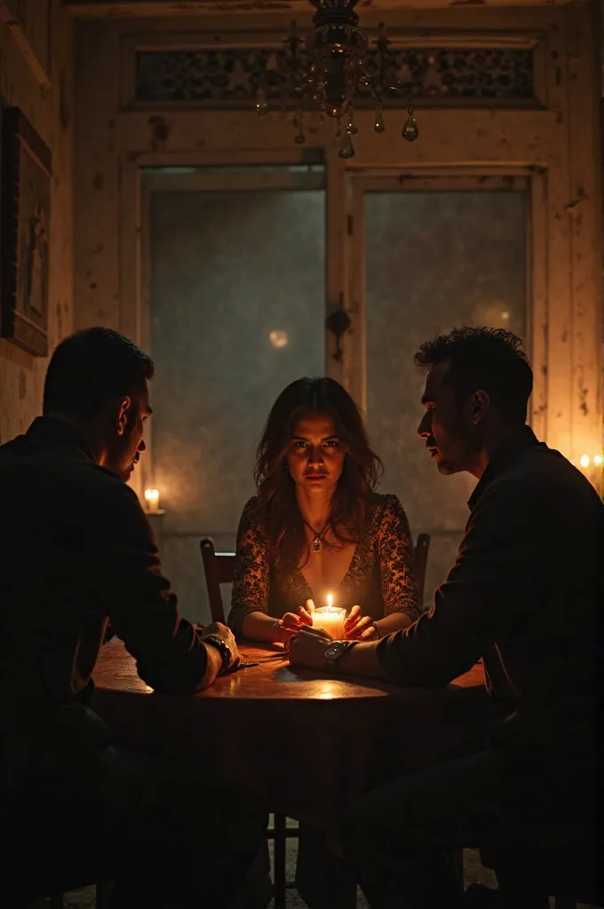 INT. BROTHEL IN MONTERREY – NIGHT

In the dim glow of a candlelit room, MAGDALENA SOLIS, a woman with cold, unblinking eyes, listens as the Hernandez brothers make her an offer — to play the role of a goddess.

NARRATOR (V.O.):
In their desperation, the br...