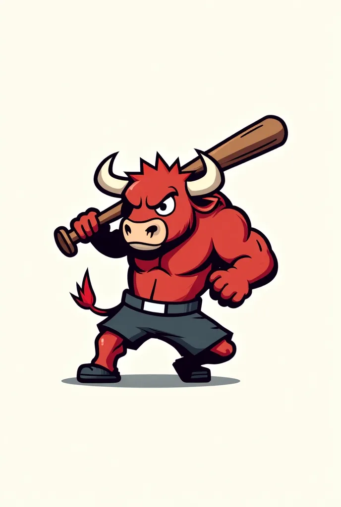 Create an animated bull with a baseball bat for a logo