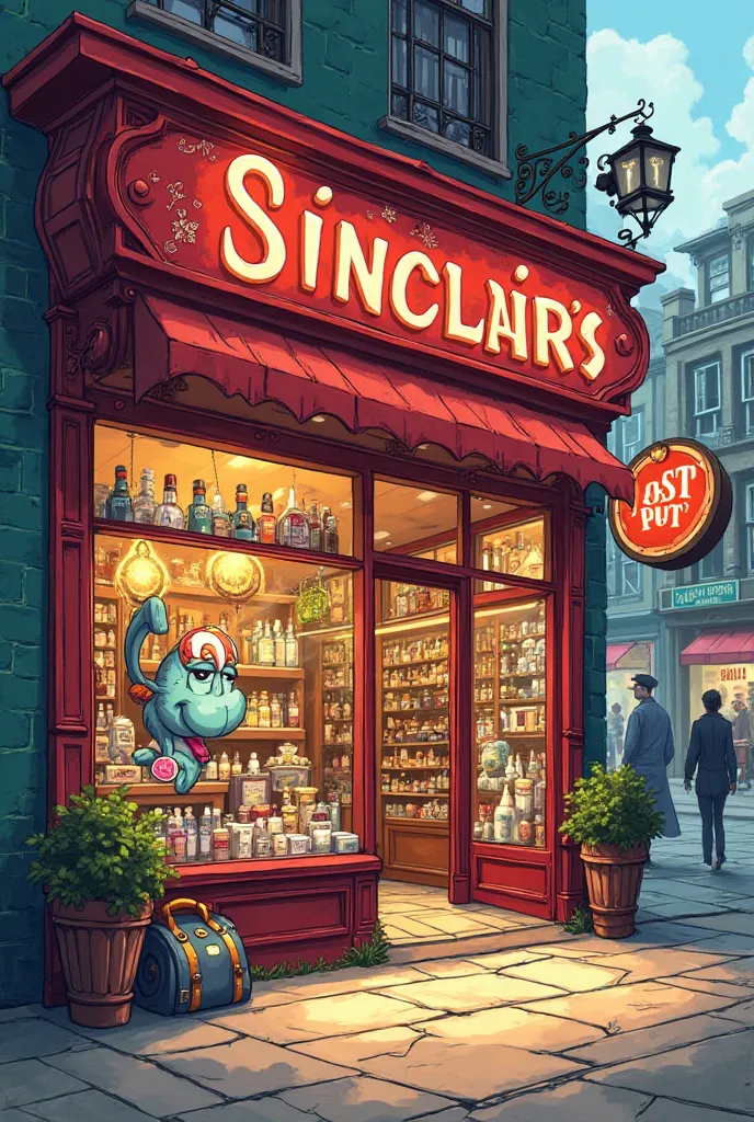 make it cartoonize or a drawing and put Sinclair's seduction like a store