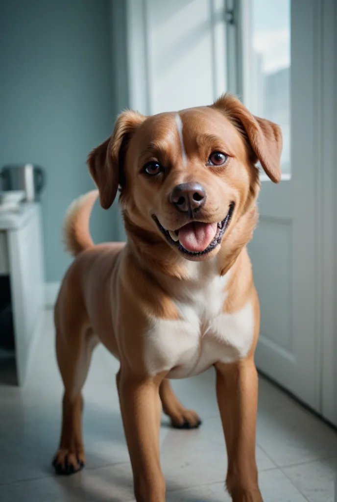 Make an image of a dog that was bitten by a poisonous spider and gained superpowers and became the Spider dog