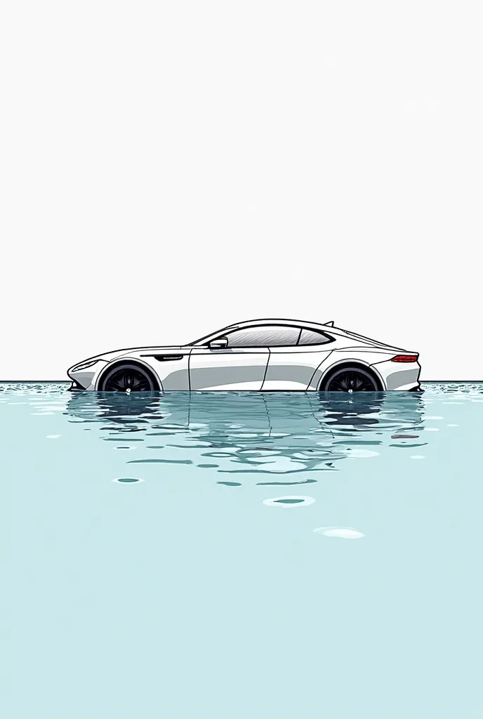 Line art of a car submerging in a pool