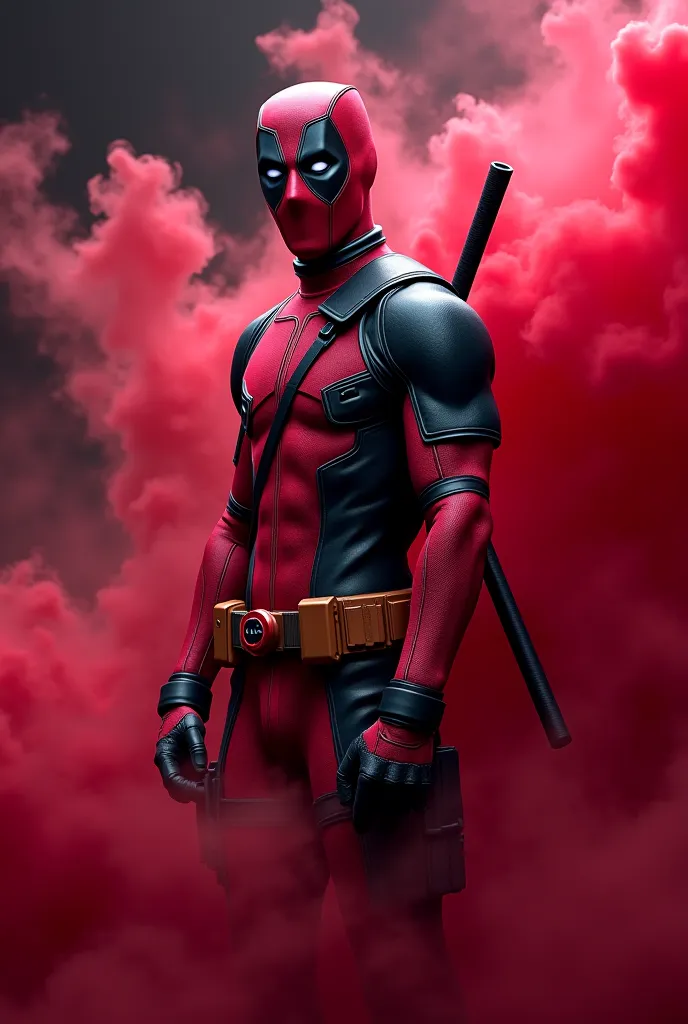 Create a 4K Deadpool image with cherry smoke 