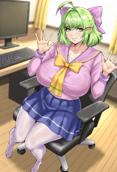Masterpiece, best quality, high resolution, 1girl ,full body shot, (best quality), (ultra-detailed), (masterpiece, best quality:1.3), 1female, adult, Masterpiece, Best Quality, hi res,HD, detailed 1girl ,anime, mature female, indoors, smile, age 30 - 40 ,c...