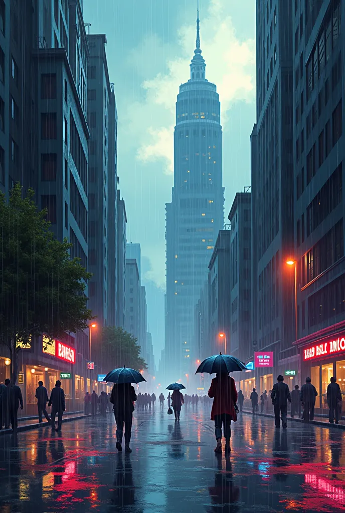 Pixel art, Pixel. Street of a city in São Paulo. It&#39;s raining a lot, strong storm, ventania. Background, Wallpaper