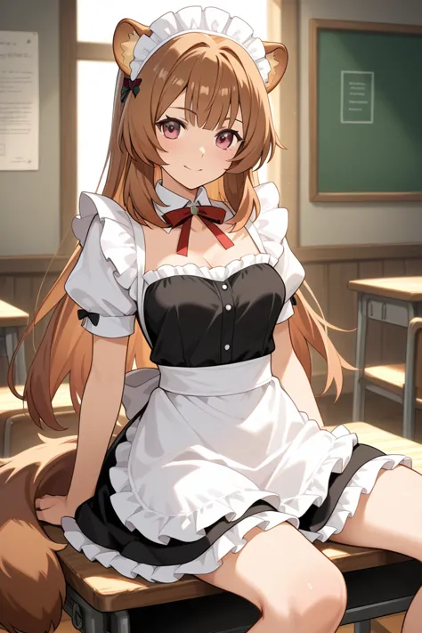 mordred (fate) maid in a classroom 2 girls Raphtalia 