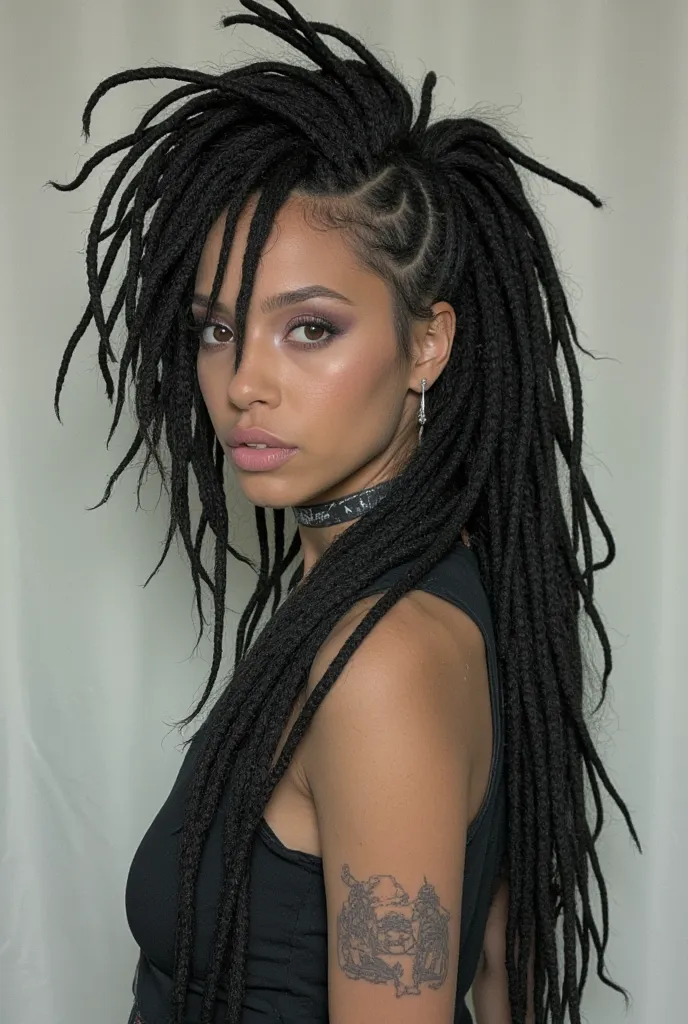 a beautiful punk goth girl with dreadlocks, wearing thickened adult pull ups, highly detailed, photorealistic