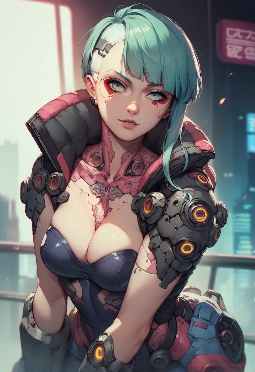 anime girl, from the beast gang, cyberpunk, Tokyo, cyborg spider, anime style