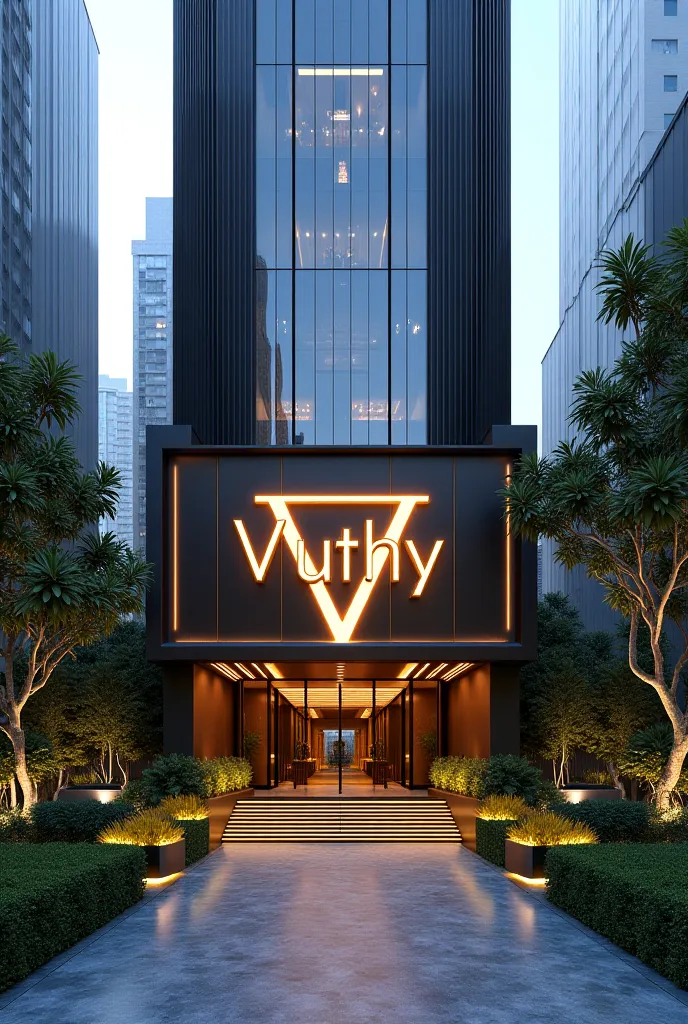 a hotel with logo name Vuthy
