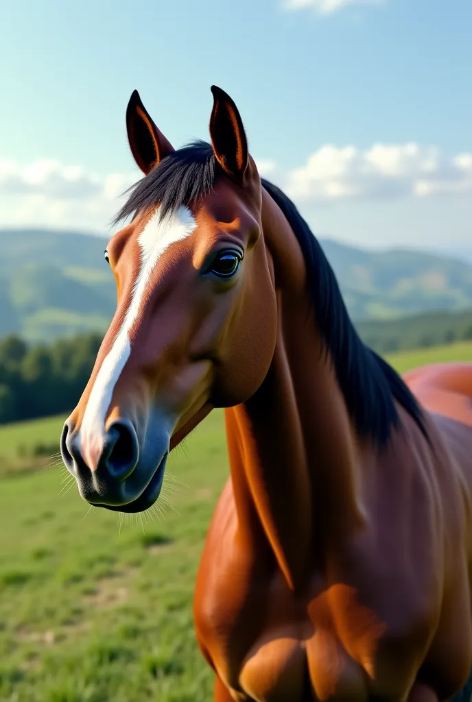 High quality, 8K put that face on a horse's body 