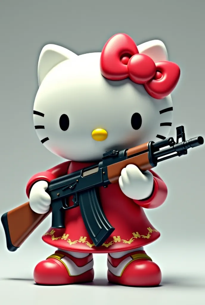 Una hello kitty con una arma ak47