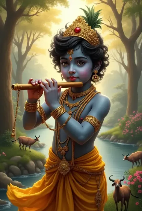 Shri Krishna  pic in forest 