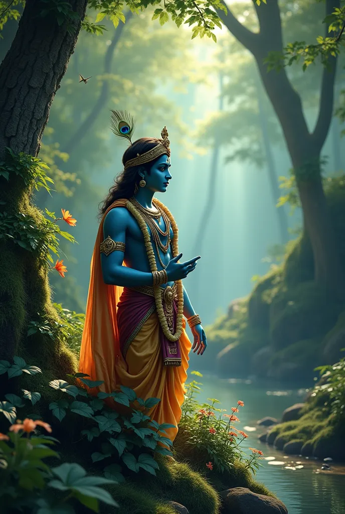 Adut shri krishna pic in forest 