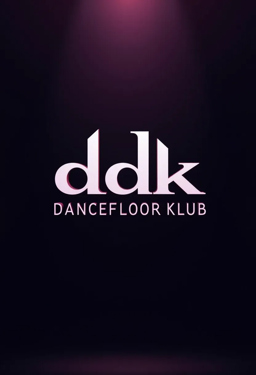 Create a logo design inspired by the name Deutschland Dancefloor Klub, on a dark, gradient background that transitions from deep purple to blacks, evoking a sense of mystery and power,  with text "DDK" in modern font and bold, with crisp, angular lines and...