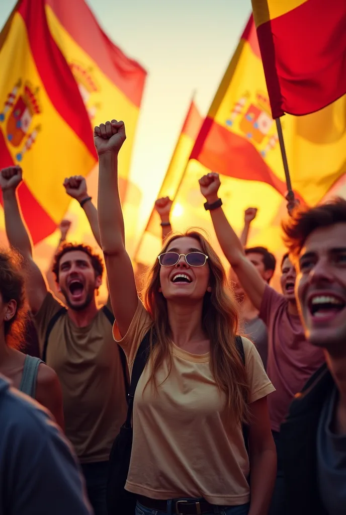 Create an image to post on Instagram of a movement of young patriots (JPE) that comes out JPE and the flags of Spain and is a poster that puts Sánchez's resignation