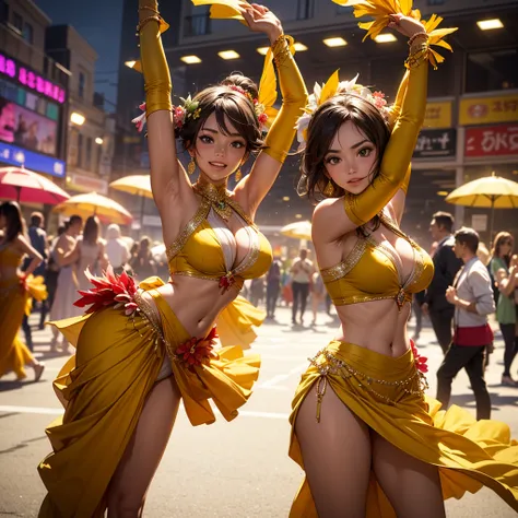 The most beautiful samba dancers group dancing parade in the super market 