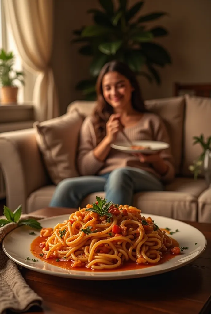 pasta and sofa 