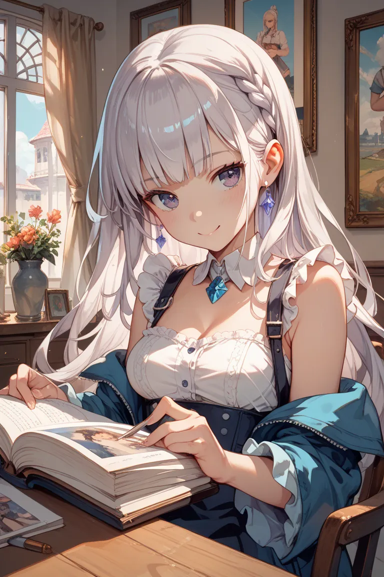 Draw an eccentric picture of Emilia by Rezero