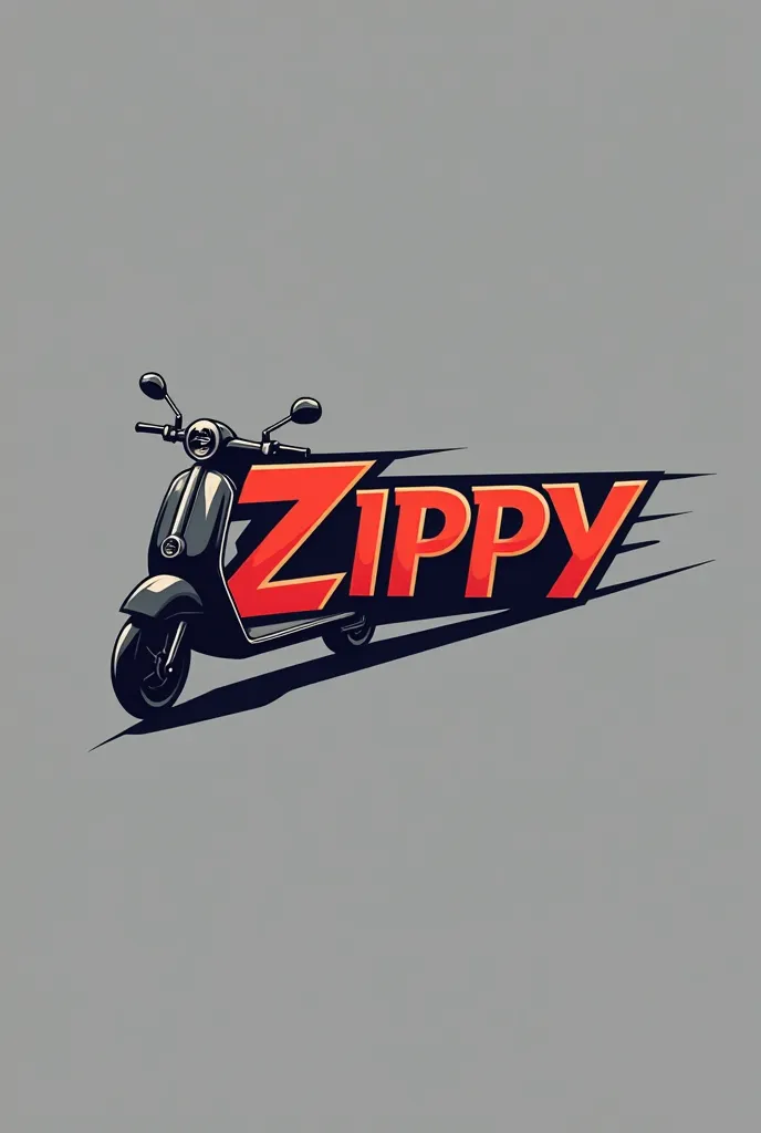 Logo using the word Zippy with a black scooter 