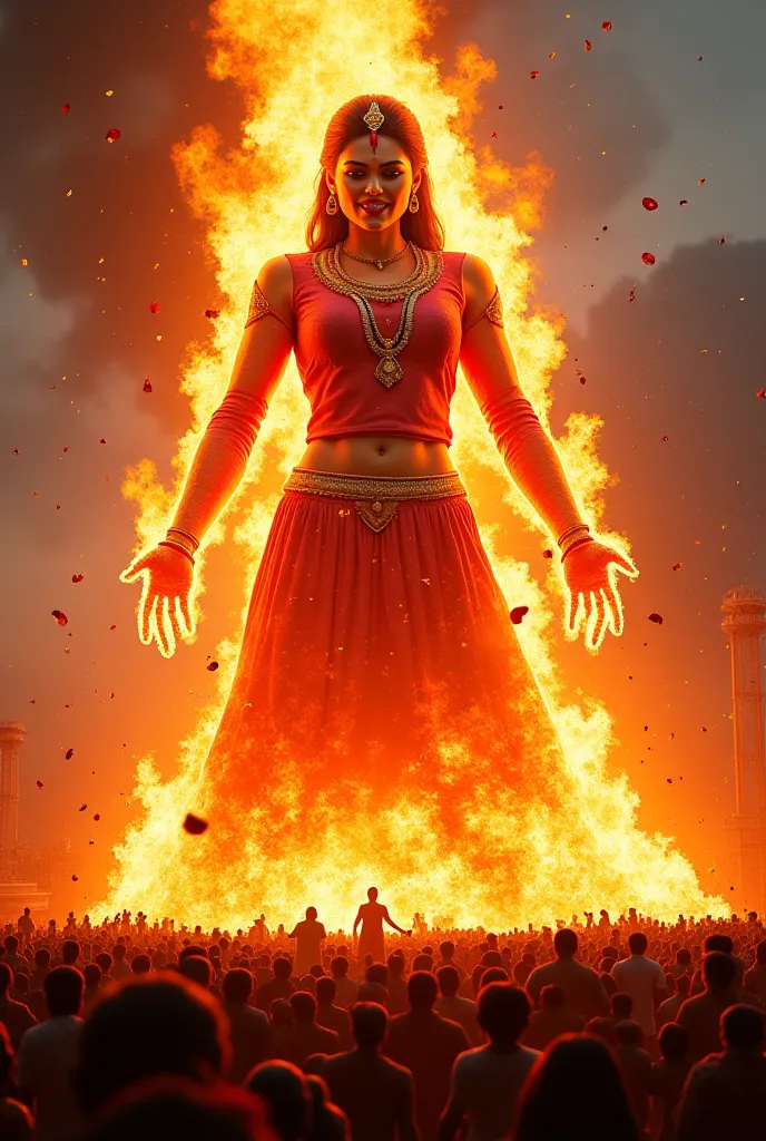 Make this holi dahan photo in real burning with more fire 