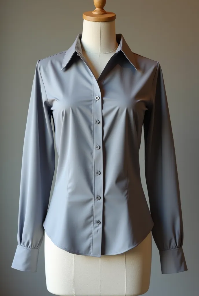 women's dress shirt ,  long sleeve, for uniform in the color gray mix, dressed in a mannequin