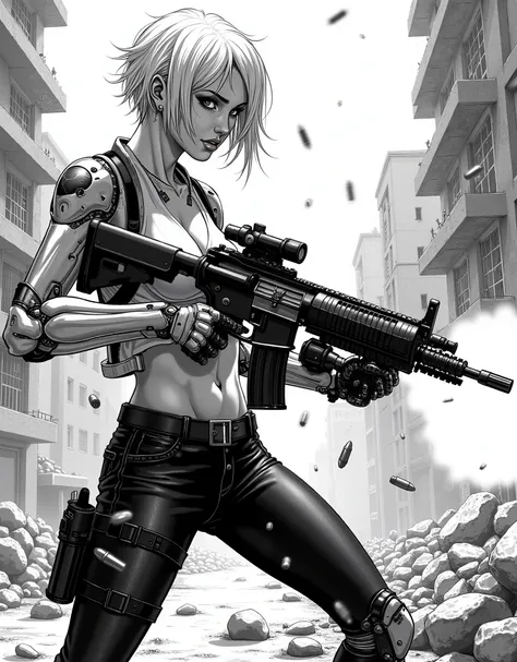manga стиль,черно-белая manga, шикарная Russian girl с большими глазами и короткой стижкой пикси, ,slim sweet, thoughtful,big eyes, sexy,manga,realism,black and white image,рисованный стиль manga,милая girl,in short shorts and a,blond hair, sexy, skinny,gi...