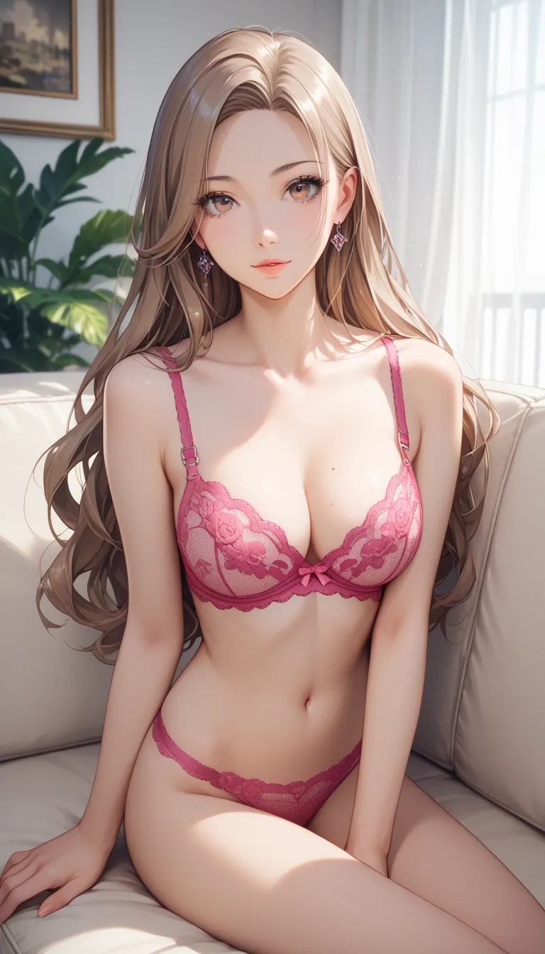 masterpiece, best quality, ultra-detailed, 8k, intricate details, わきDownを見せない, Down, no background, becomes transparent when you stare at it {x}, PE, front view, cowboy shot, perfect and beautiful face, beautiful breasts, ( Read more), slim, light brown lo...