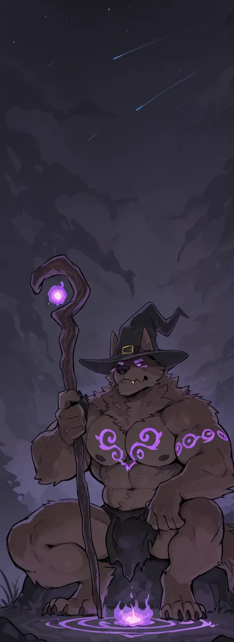 score_9, score_8_up, score_7_up, score_6_up, masterpiece, best quality, amazing quality, sitting by camp fire, very aesthetic, absurdres, newest, scenery, (heartless, muscular, feral, big muscles, glowing flowers, glowing black public tattoo), 1male, mage ...