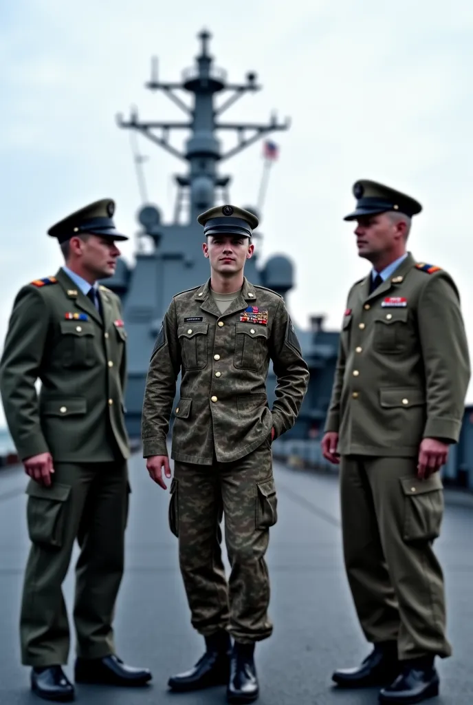 2009. US Marine General David Armstrong with two other generals on the right a Russian general and on the left an American general on a naval ship