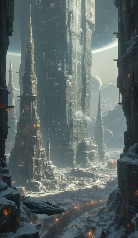Deep within the frozen caverns of Zyphor-9 lies Eryndral’s military district, an imposing stronghold carved into the ice itself. Towering fortress-like structures, reinforced with a fusion of crystalline metal and obsidian plating, rise ominously from the ...