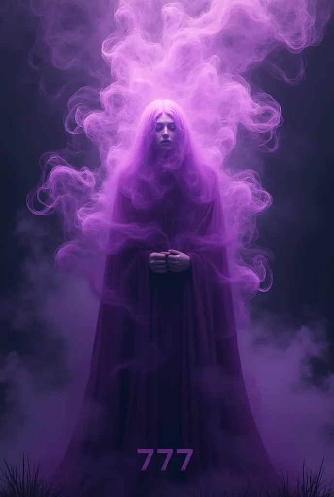 Create a music cover, Moments purple smoke around and black background, 777