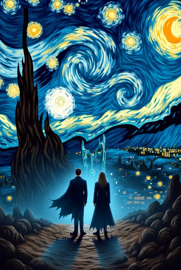 Van Gogh's starry night retelling on the theme of the series Supernatural 