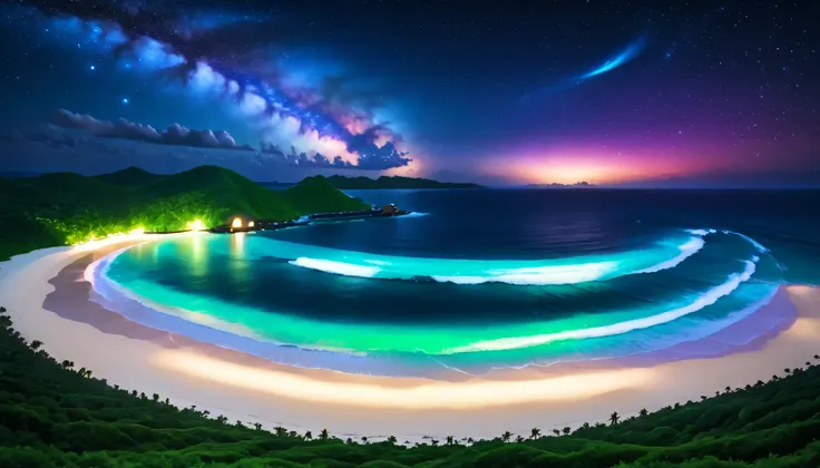 超high image quality during sick leave,high image quality during sick leave,high quality,Spectacular views at night,Tropical Beach, light green to bright green ,The ocean breeze is blowing,blue fluorescent beaches expand spectacular ocean views,(Blue light ...