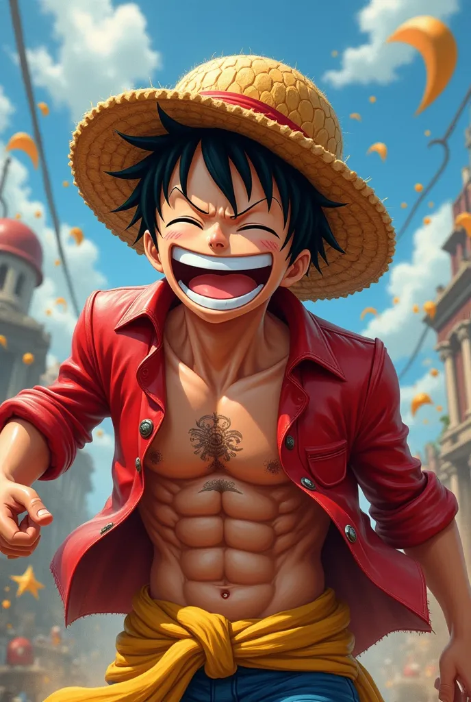 picture of gear 5 luffy laughing