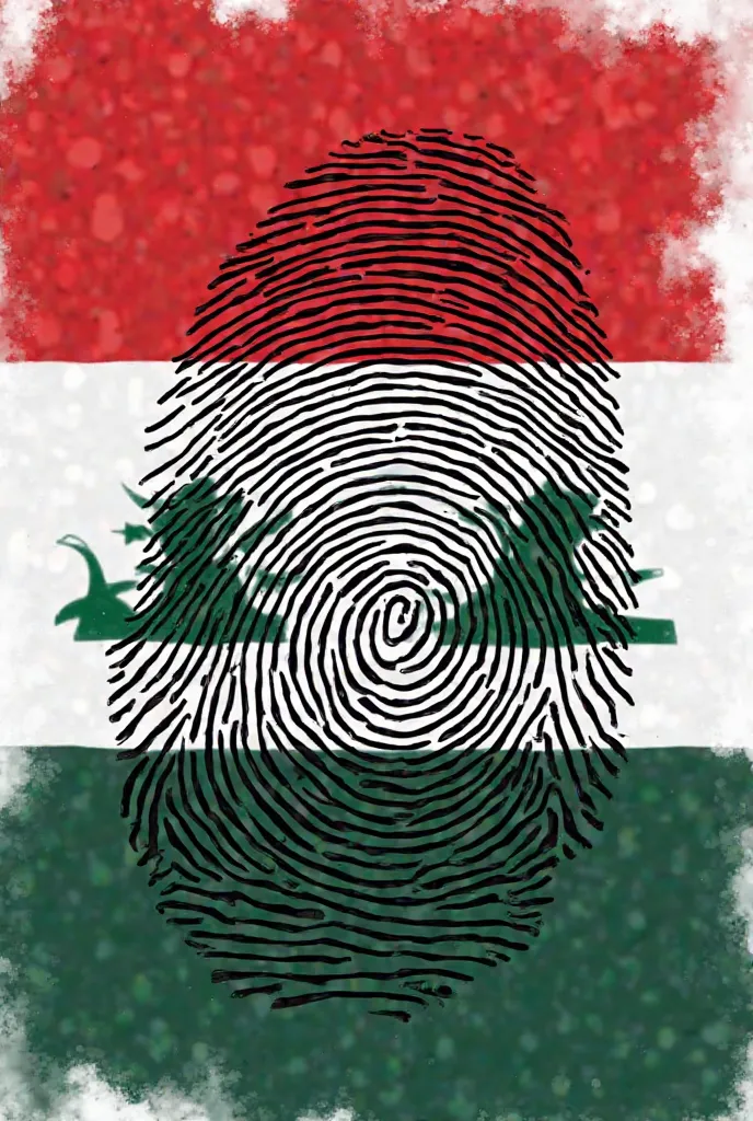 I want a picture of a human fingerprint in the form of the Iraqi flag