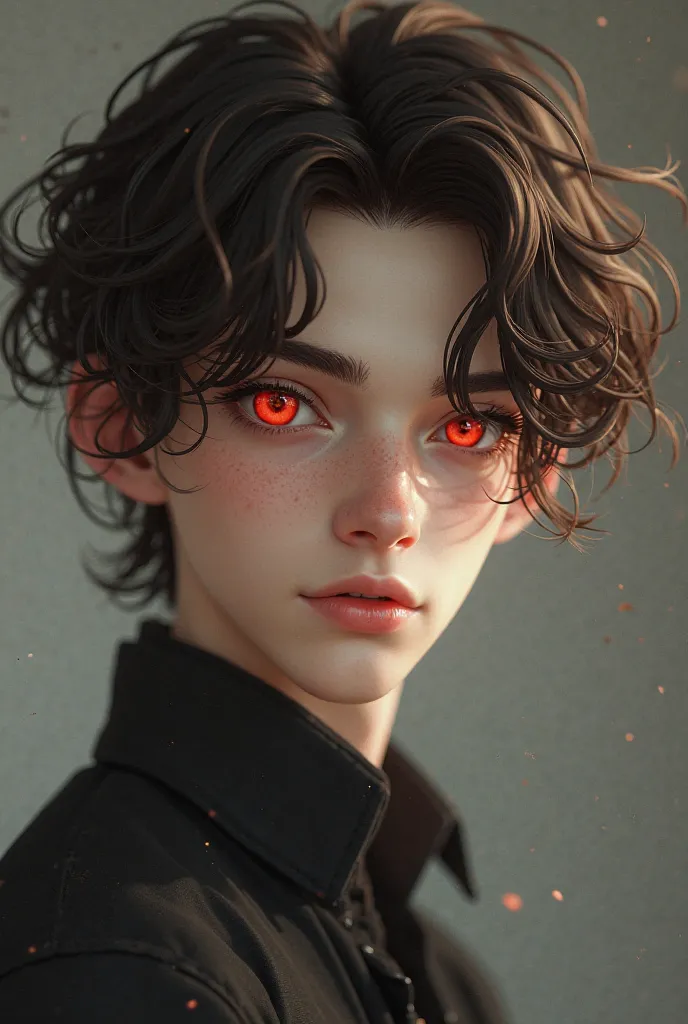 A 20-year-old boy with red eyes is a pretty brunette