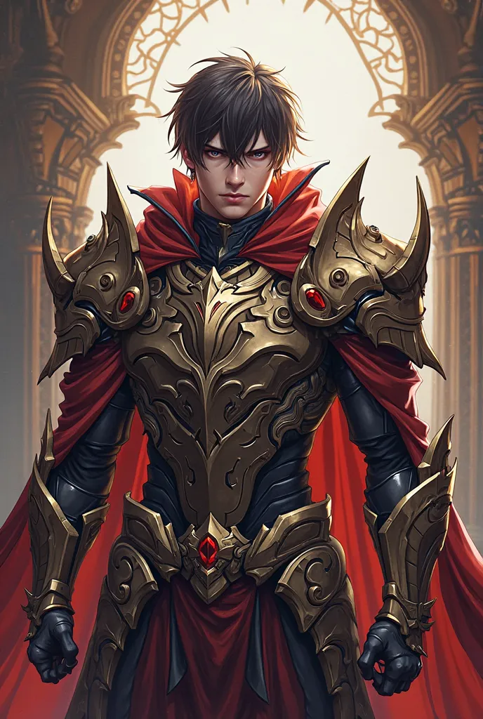 a male anime character in an fgo style armor