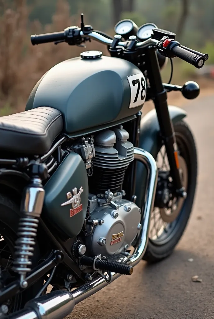 Royal Enfield classic 350 dark gun metal grey with number UP 78 FS 3407
