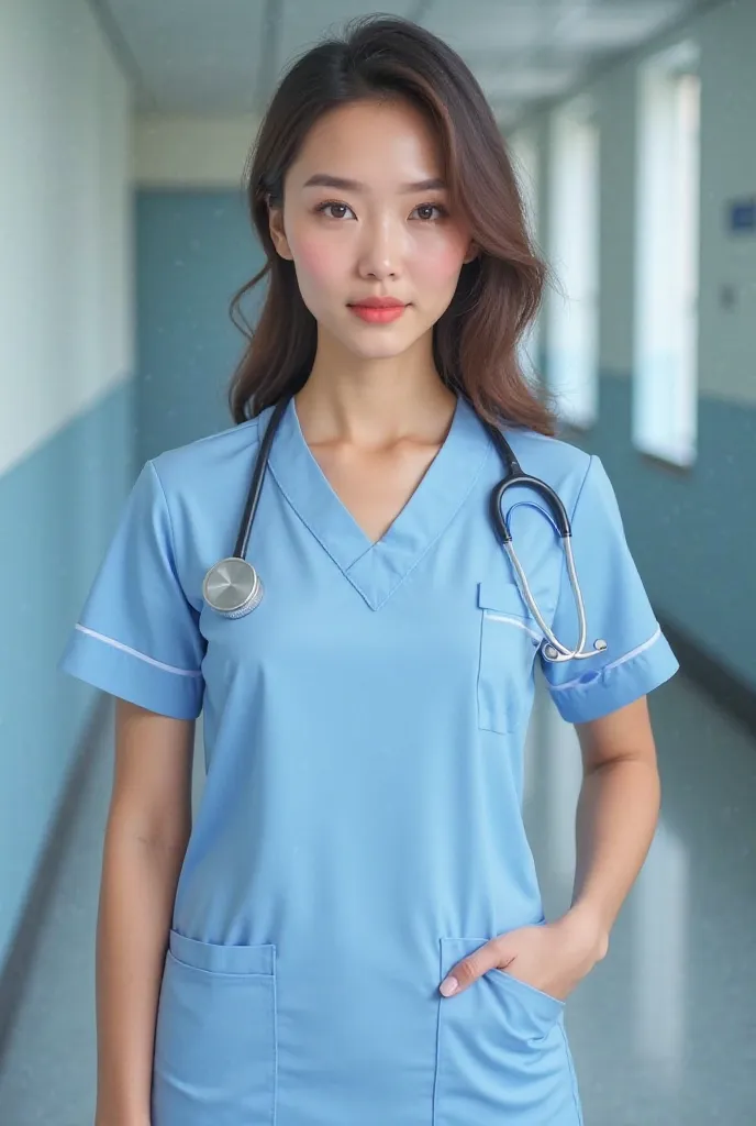 Nurse's uniform in light blue and blue