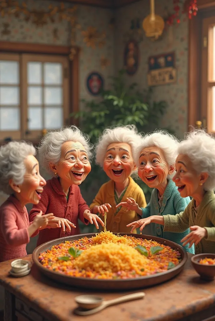 Create a foursome grandmother's rice tray in a collection of wifes with animation