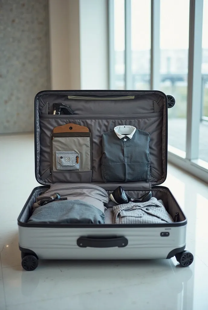 modern open suitcase