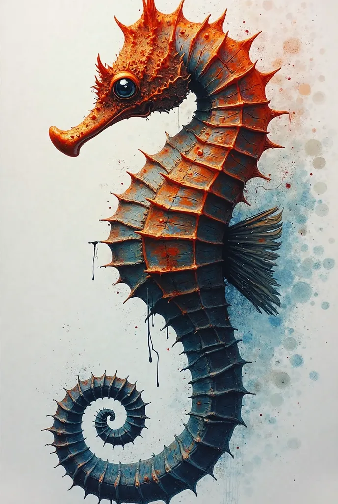 Make an image that covers the entire space of a sulfite sheet containing at least three gestalts, They are :  Law of Proximity , Law of similarity and figure and background. Wrapping a seahorse in the middle