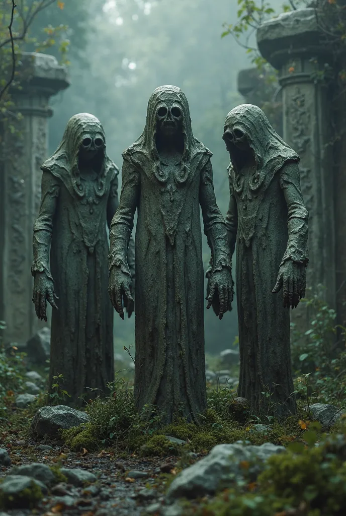 make creepy stone statues